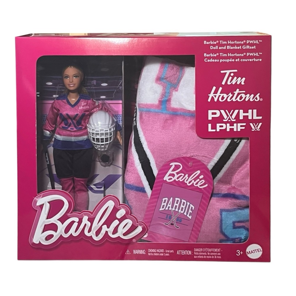 Barbie Tim Hortons Mattel 2025 PWHL Hockey Player Doll And Blanket Gift Set NEW